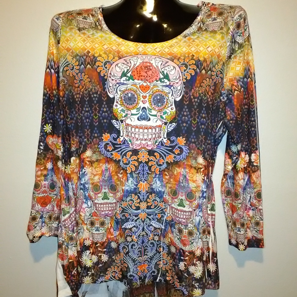 Holiday Traditions sugar skull top